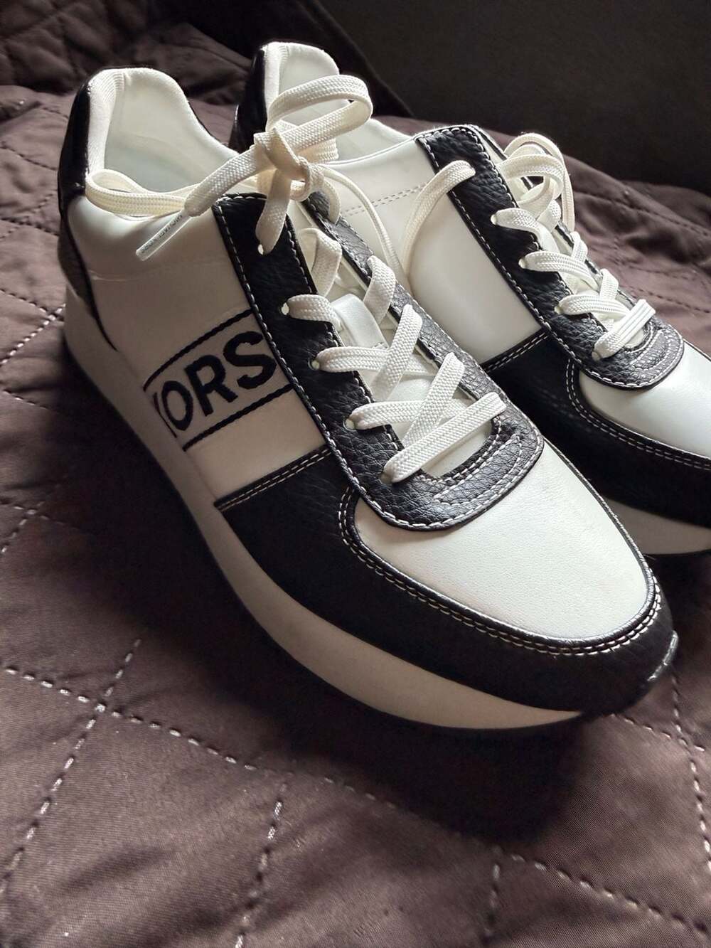 MICHAEL Michael Kors Women's Platform Lace-Up Sneakers in Black and White